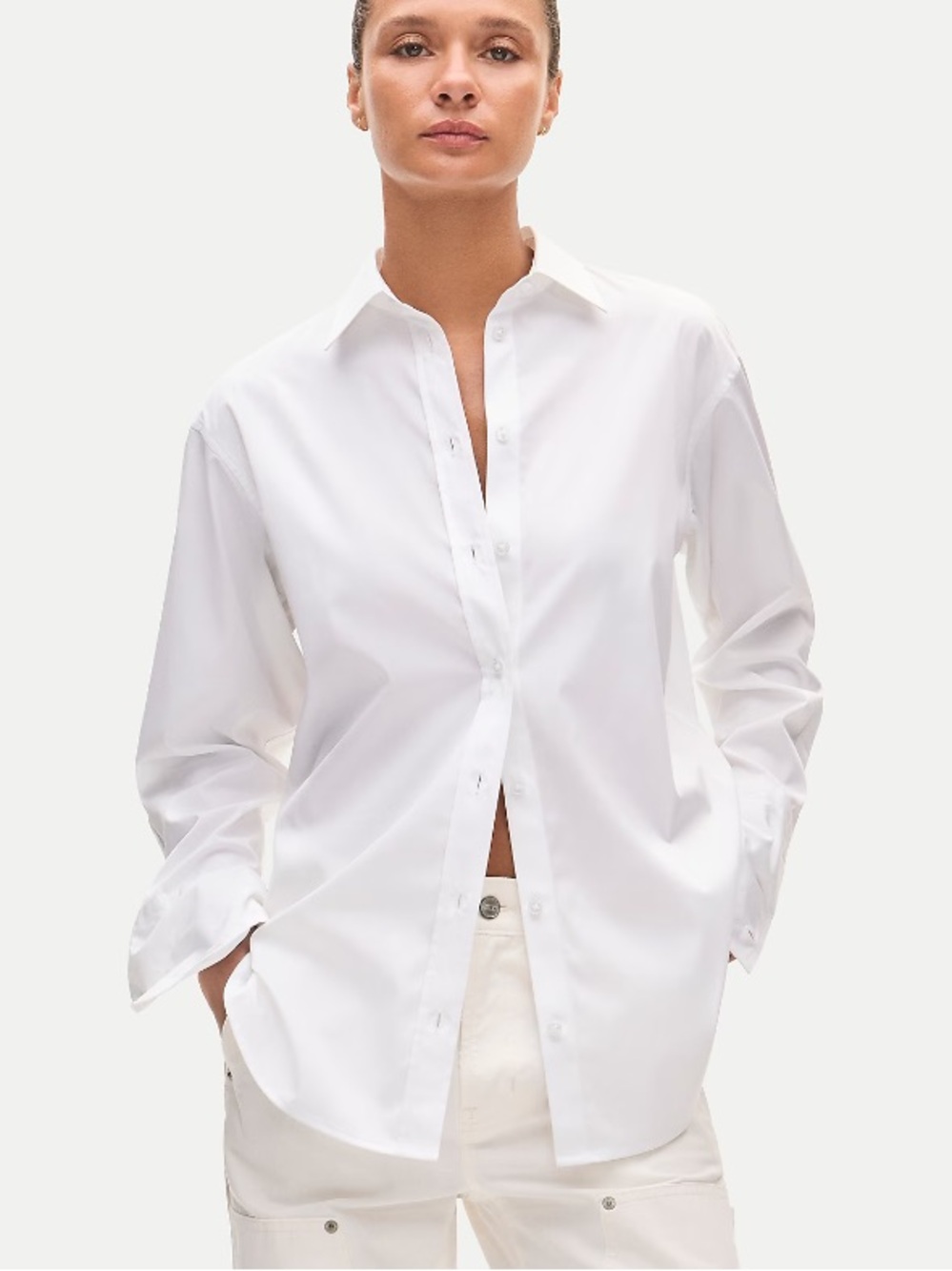 J crew white Esme relaxed-fit button-up shirt in Greenwich poplin
